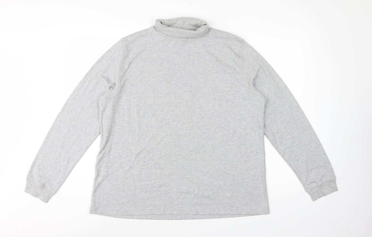 Country Collection Women Grey XL Basic Roll Neck Long Sleeve Top