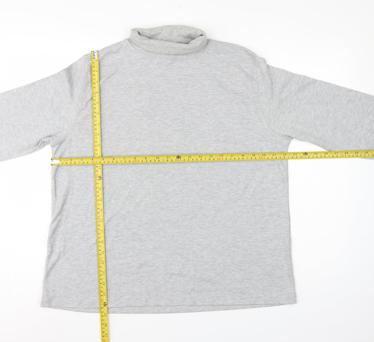 Country Collection Women Grey XL Basic Roll Neck Long Sleeve Top