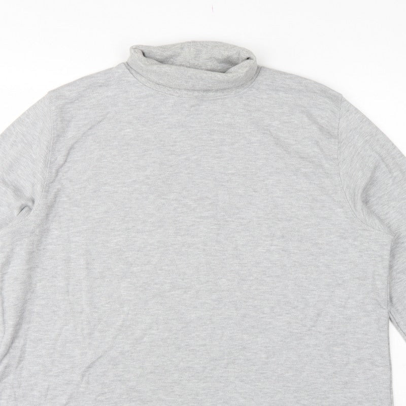 Country Collection Women Grey XL Basic Roll Neck Long Sleeve Top