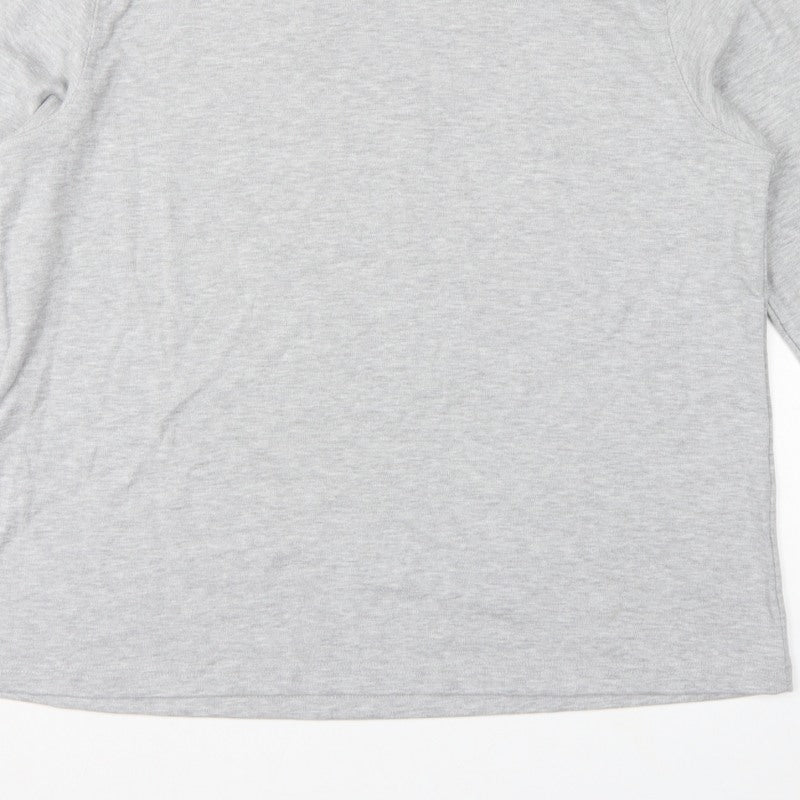 Country Collection Women Grey XL Basic Roll Neck Long Sleeve Top