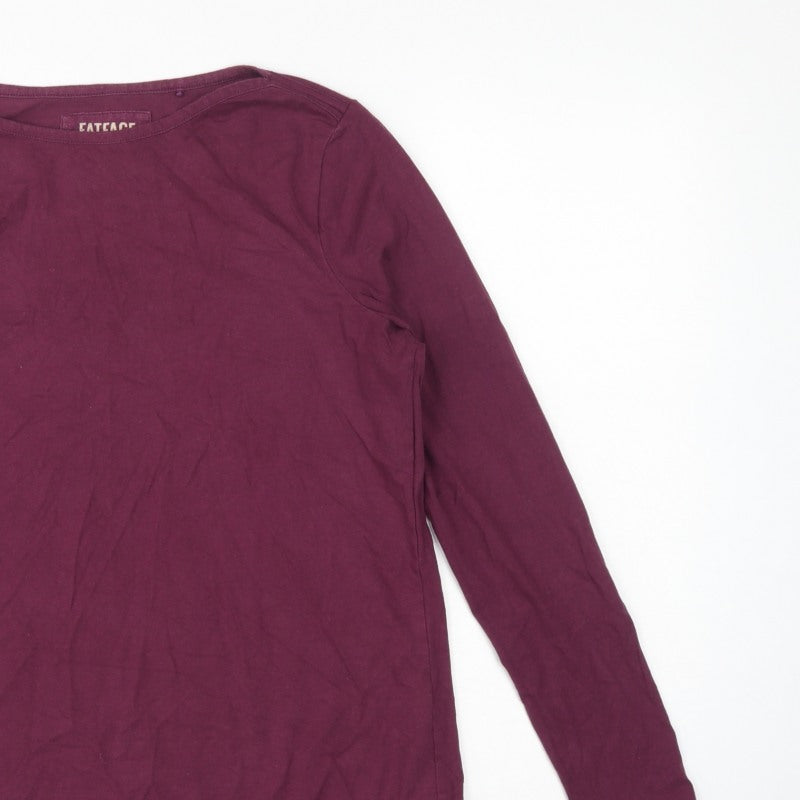 FatFace Women’s Purple UK 12 Organic Cotton Long Sleeve Basic T-Shirt