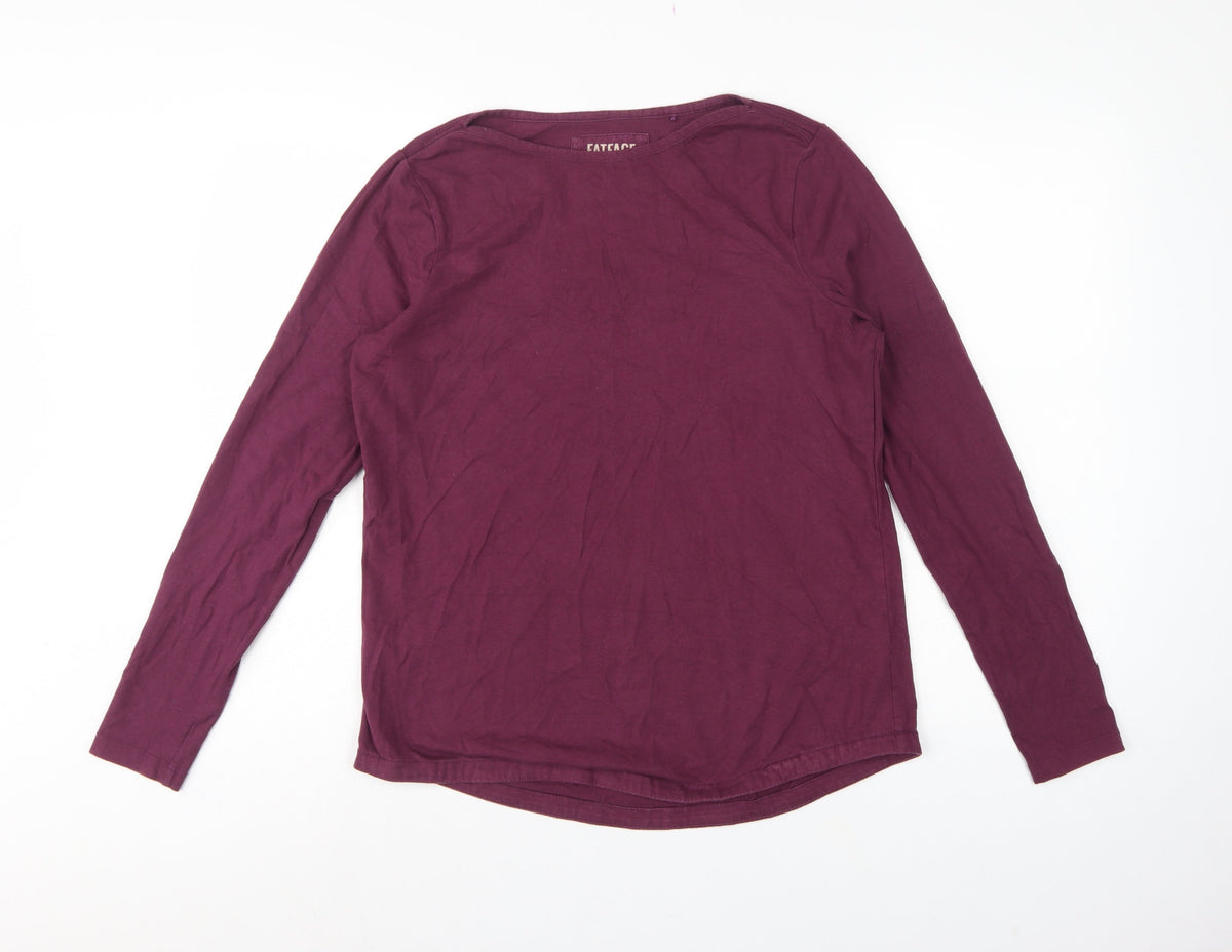 FatFace Women’s Purple UK 12 Organic Cotton Long Sleeve Basic T-Shirt