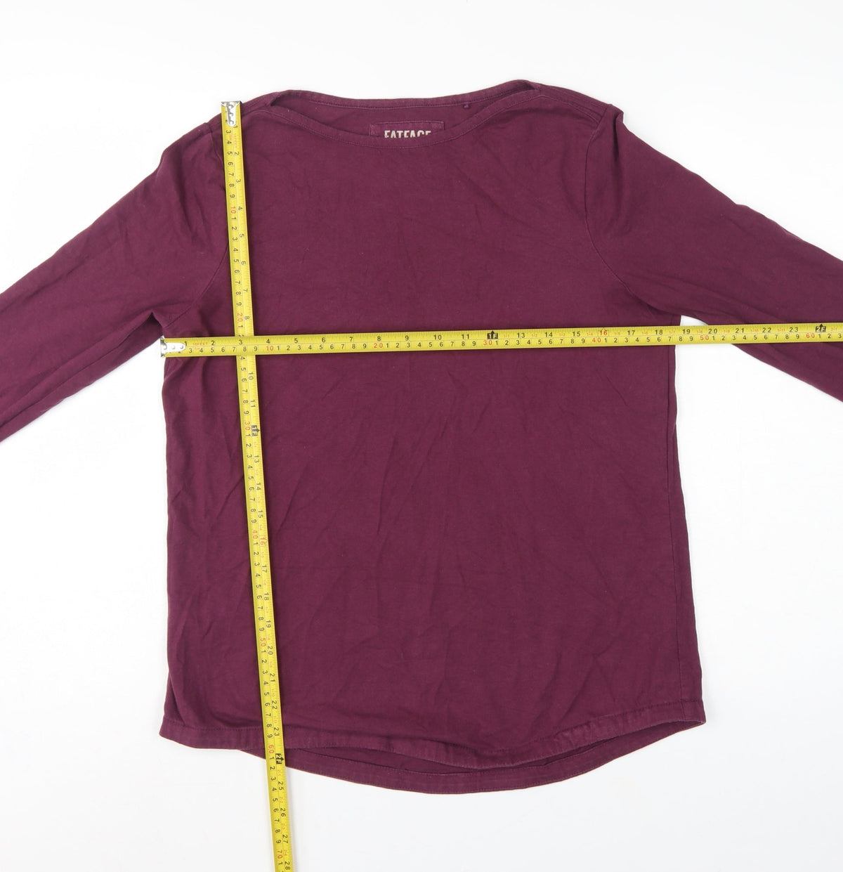 FatFace Women’s Purple UK 12 Organic Cotton Long Sleeve Basic T-Shirt