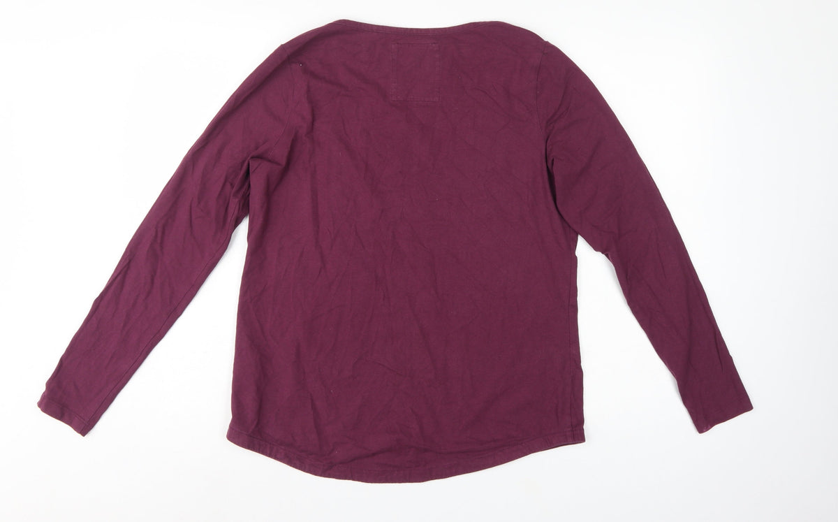FatFace Women’s Purple UK 12 Organic Cotton Long Sleeve Basic T-Shirt