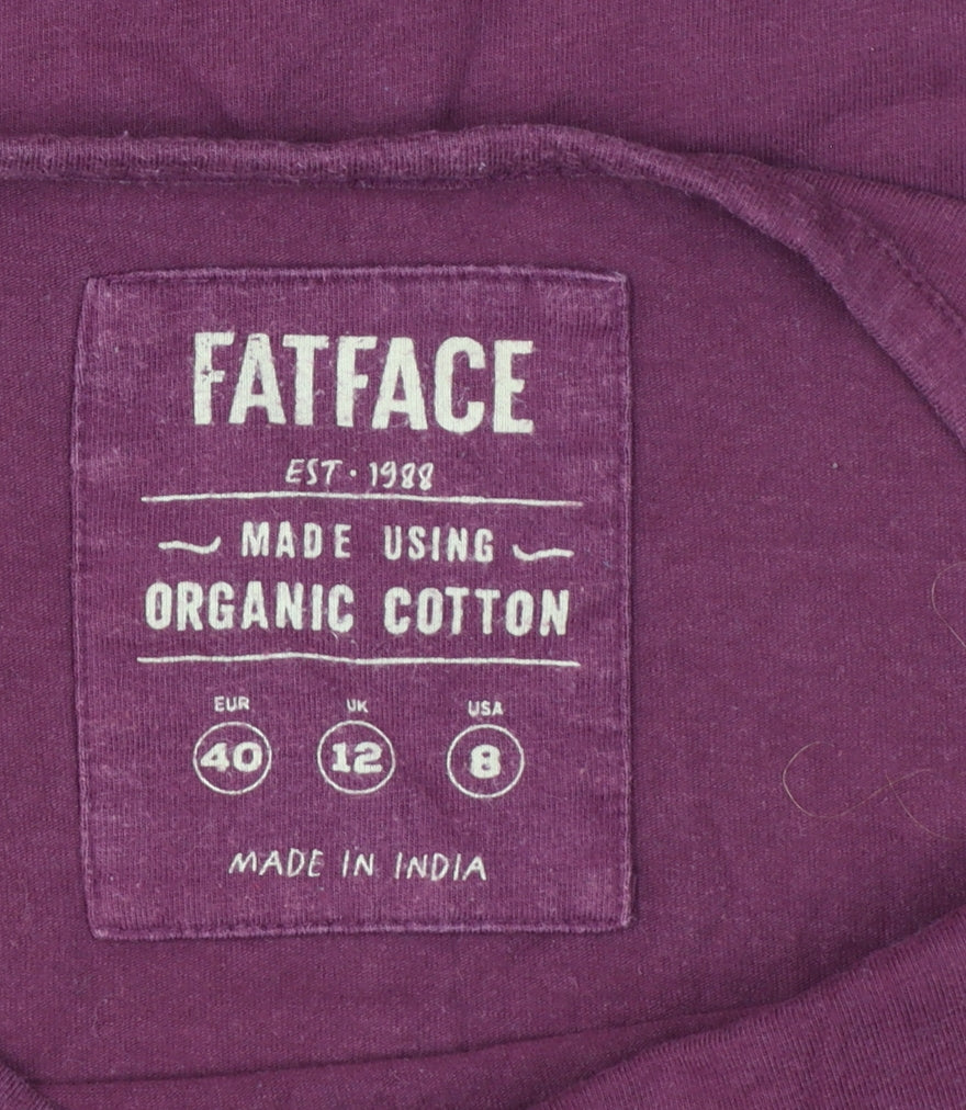 FatFace Women’s Purple UK 12 Organic Cotton Long Sleeve Basic T-Shirt