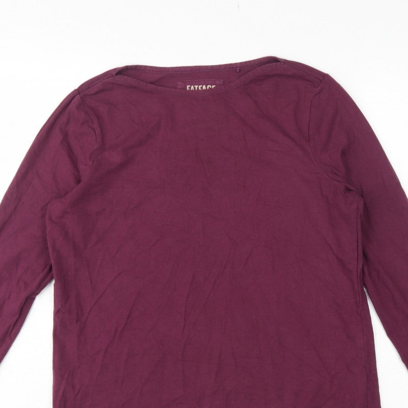 FatFace Women’s Purple UK 12 Organic Cotton Long Sleeve Basic T-Shirt