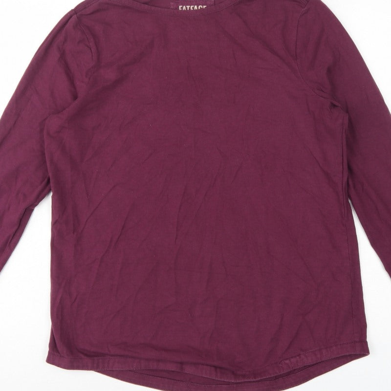 FatFace Women’s Purple UK 12 Organic Cotton Long Sleeve Basic T-Shirt
