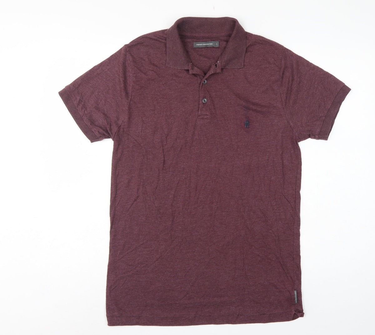 French Connection Men’s Red L Logo Cotton Blend Short Sleeve Polo