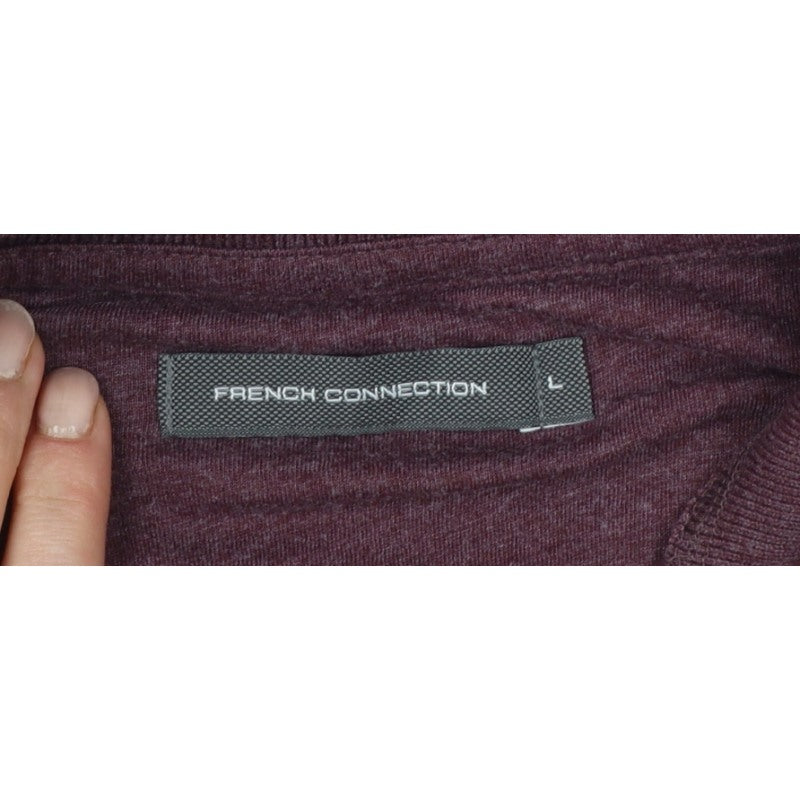 French Connection Men’s Red L Logo Cotton Blend Short Sleeve Polo