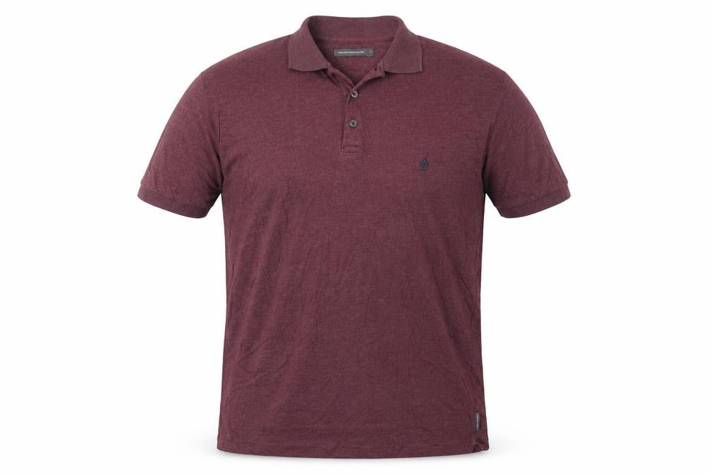 French Connection Men’s Red L Logo Cotton Blend Short Sleeve Polo