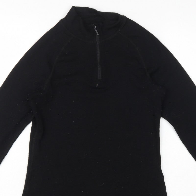 Mountain Warehouse Women Black UK 12 Merino 1/2 Zip Thermal Top