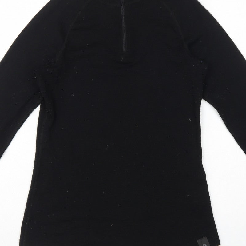 Mountain Warehouse Women Black UK 12 Merino 1/2 Zip Thermal Top
