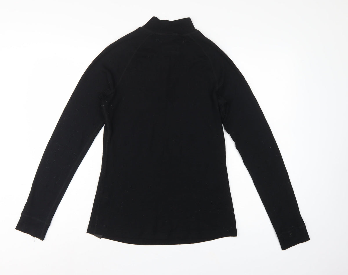 Mountain Warehouse Women Black UK 12 Merino 1/2 Zip Thermal Top