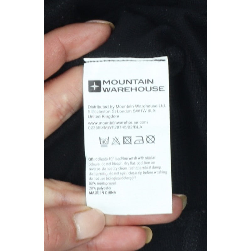 Mountain Warehouse Women Black UK 12 Merino 1/2 Zip Thermal Top