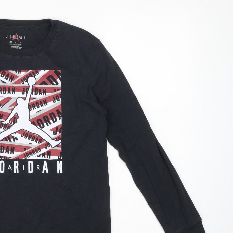 Jordan Boys Black 12-13 Years Graphic Logo Long Sleeve Jersey T-Shirt