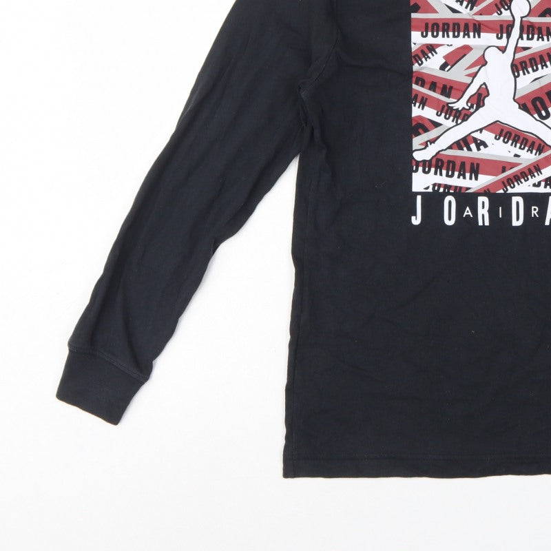 Jordan Boys Black 12-13 Years Graphic Logo Long Sleeve Jersey T-Shirt