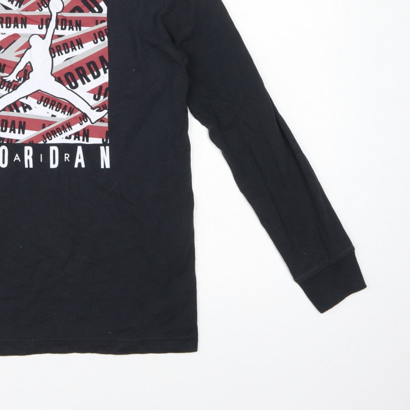 Jordan Boys Black 12-13 Years Graphic Logo Long Sleeve Jersey T-Shirt