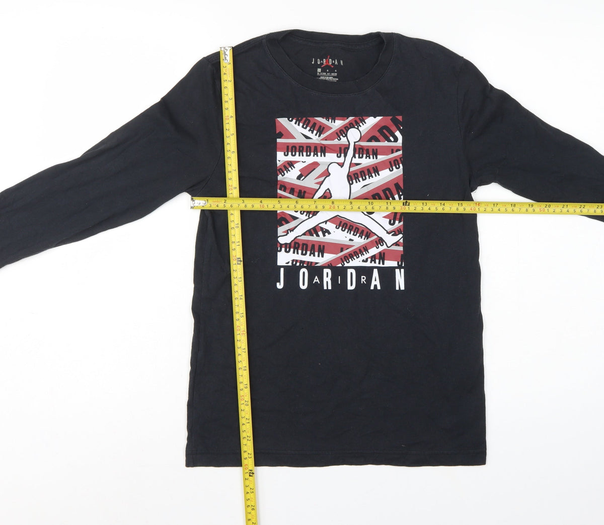Jordan Boys Black 12-13 Years Graphic Logo Long Sleeve Jersey T-Shirt