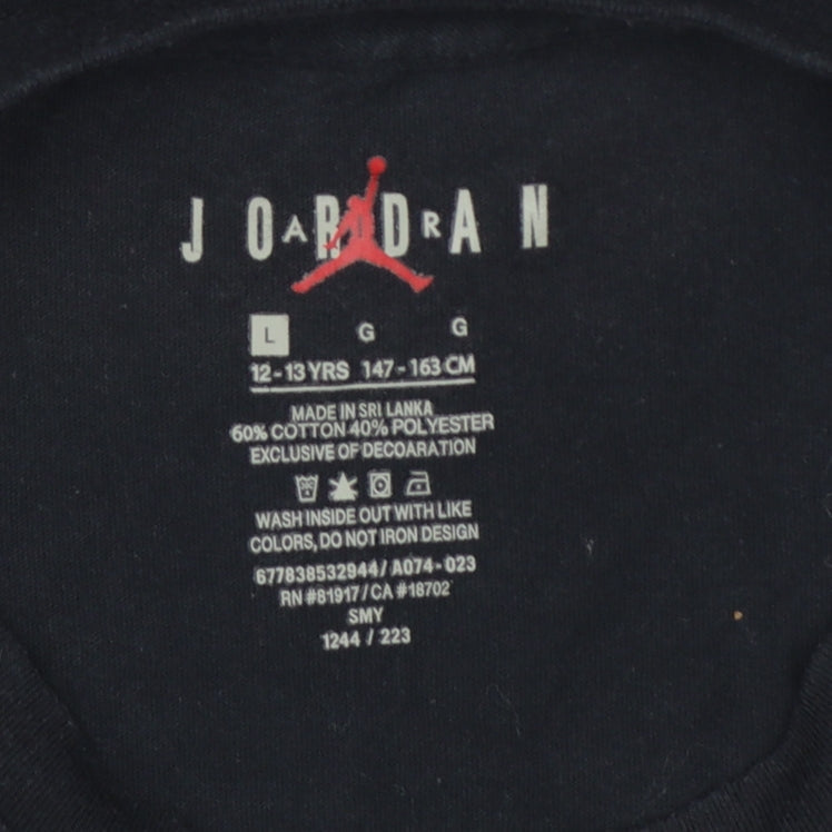 Jordan Boys Black 12-13 Years Graphic Logo Long Sleeve Jersey T-Shirt