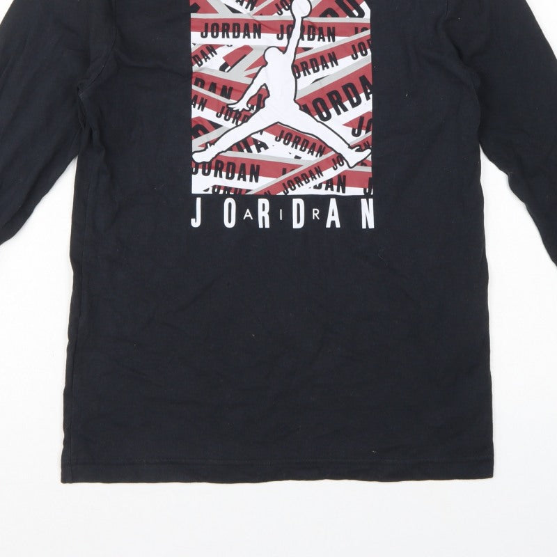 Jordan Boys Black 12-13 Years Graphic Logo Long Sleeve Jersey T-Shirt