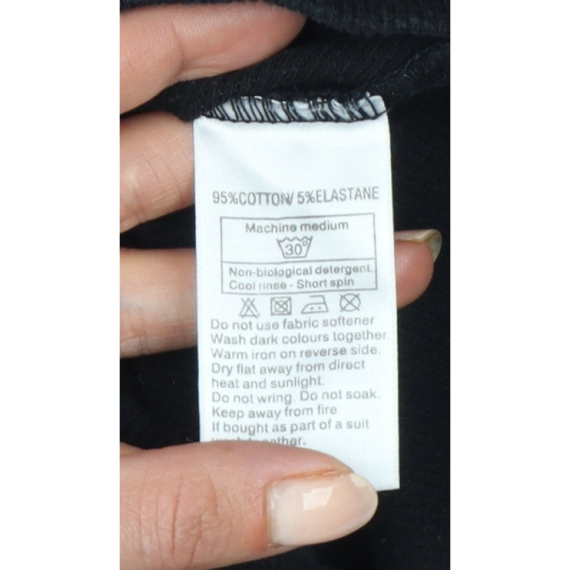 Monsoon Women Black UK 10 Jersey Button-Up V-Neck 3/4 Sleeve Cardigan