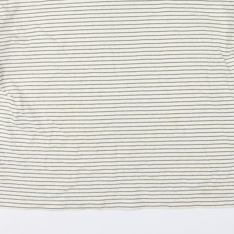 COS Women Ivory Navy Striped S Relaxed Long Sleeve Jersey T-Shirt