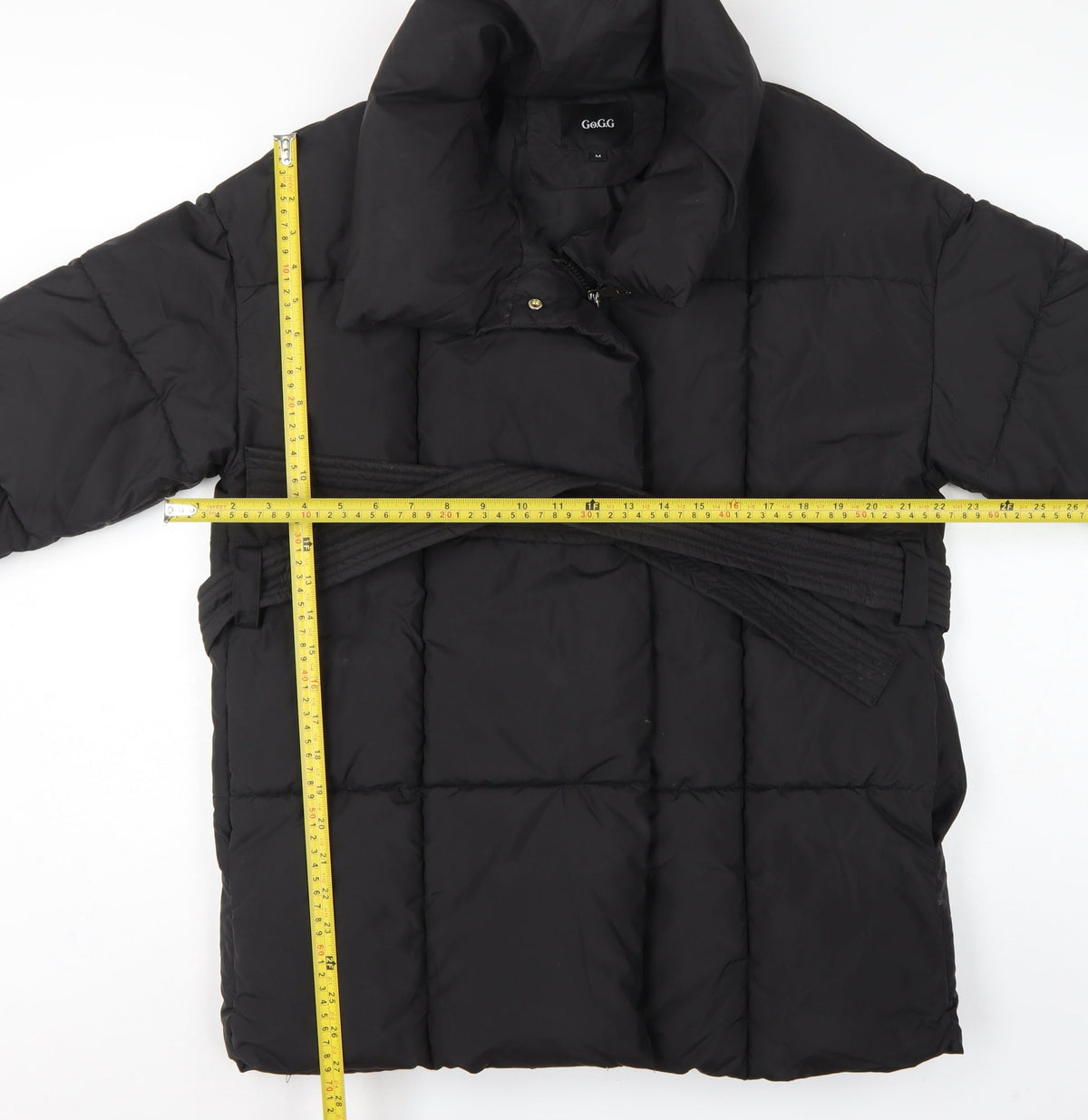 Go.G.G Women’s Black M Mid-Length Belted Puffer Coat