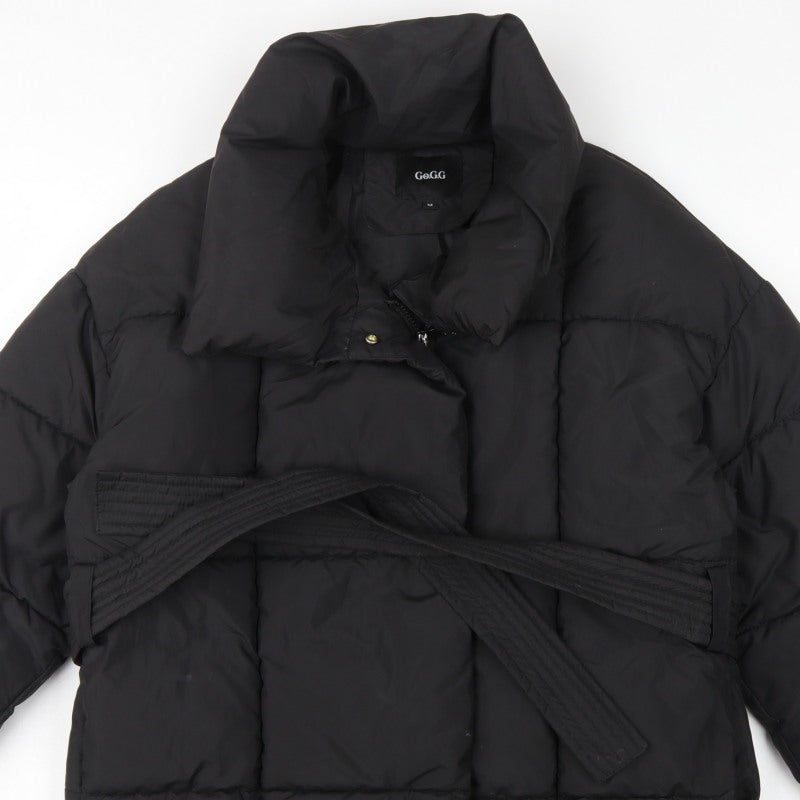 Go.G.G Women’s Black M Mid-Length Belted Puffer Coat