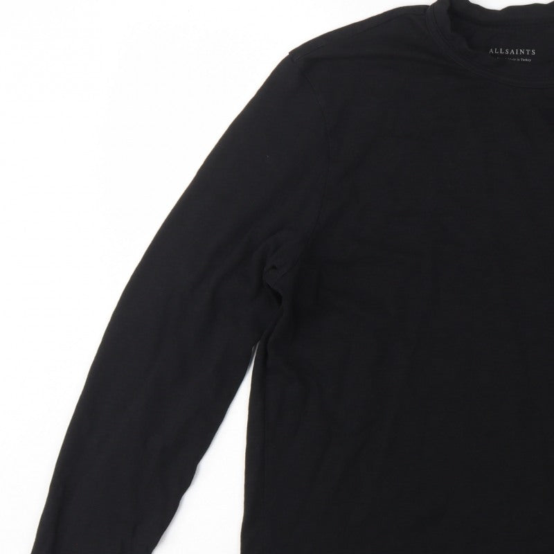AllSaints Men Black M Dexter LS Crew Relaxed Fit Long Sleeve T-Shirt