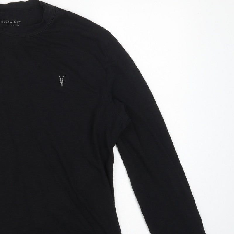AllSaints Men Black M Dexter LS Crew Relaxed Fit Long Sleeve T-Shirt