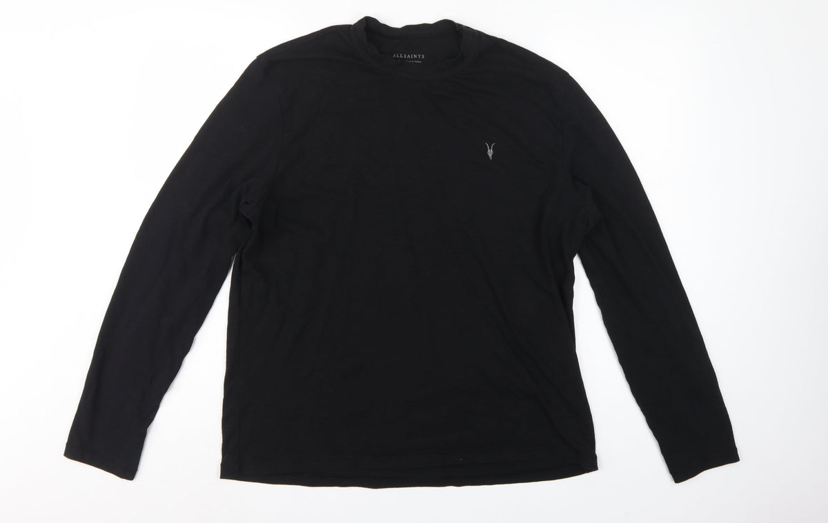 AllSaints Men Black M Dexter LS Crew Relaxed Fit Long Sleeve T-Shirt