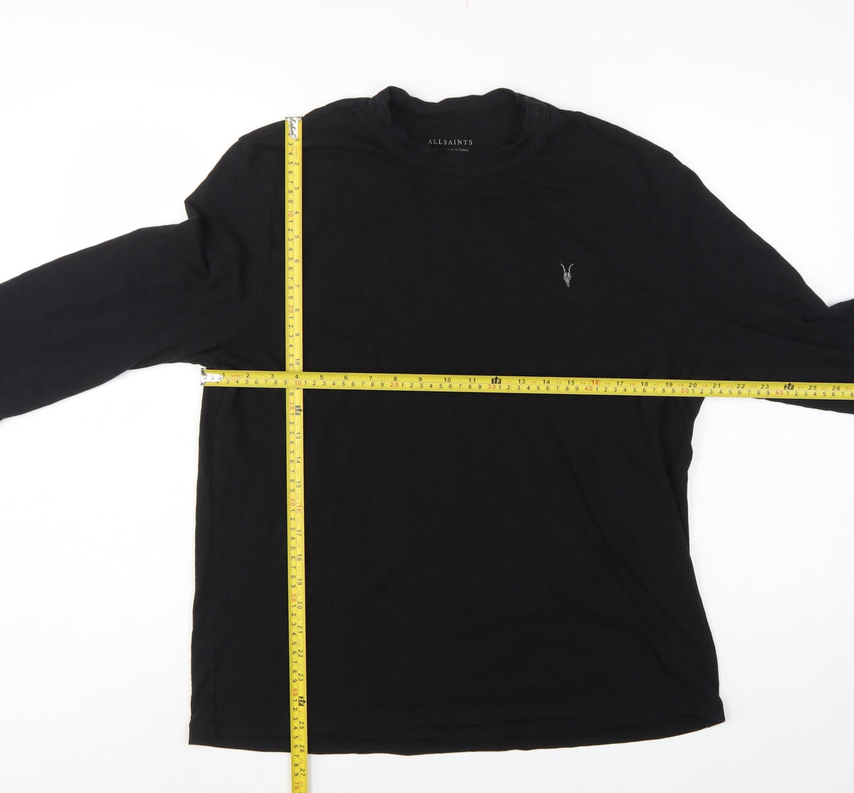 AllSaints Men Black M Dexter LS Crew Relaxed Fit Long Sleeve T-Shirt