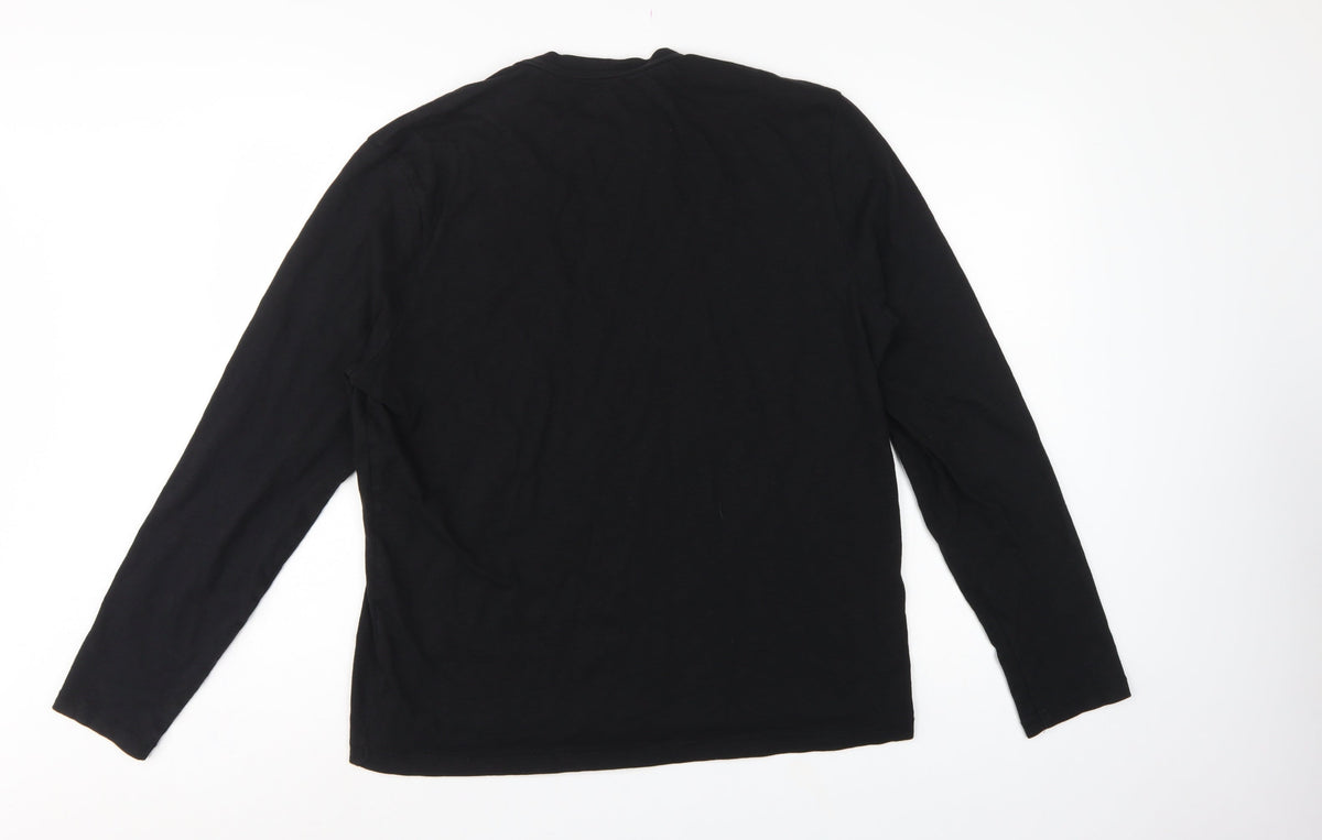 AllSaints Men Black M Dexter LS Crew Relaxed Fit Long Sleeve T-Shirt