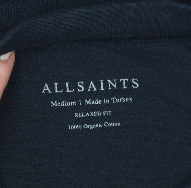 AllSaints Men Black M Dexter LS Crew Relaxed Fit Long Sleeve T-Shirt