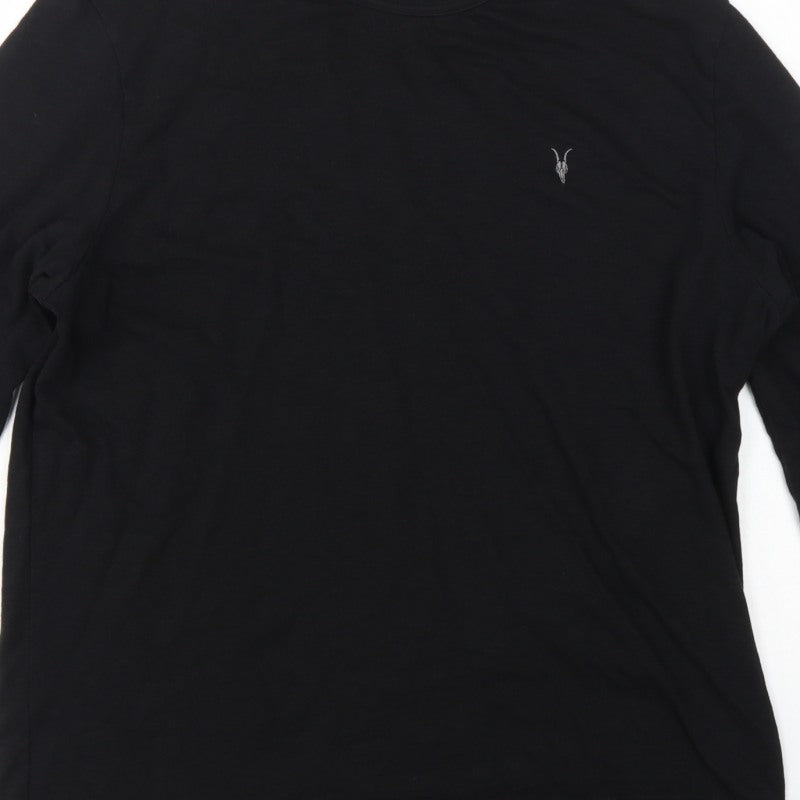 AllSaints Men Black M Dexter LS Crew Relaxed Fit Long Sleeve T-Shirt