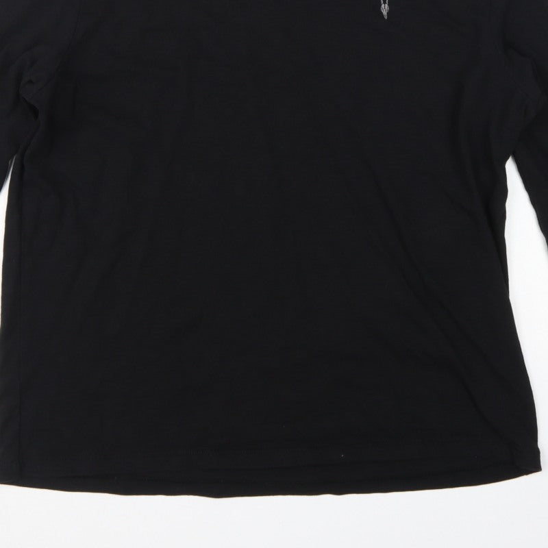 AllSaints Men Black M Dexter LS Crew Relaxed Fit Long Sleeve T-Shirt