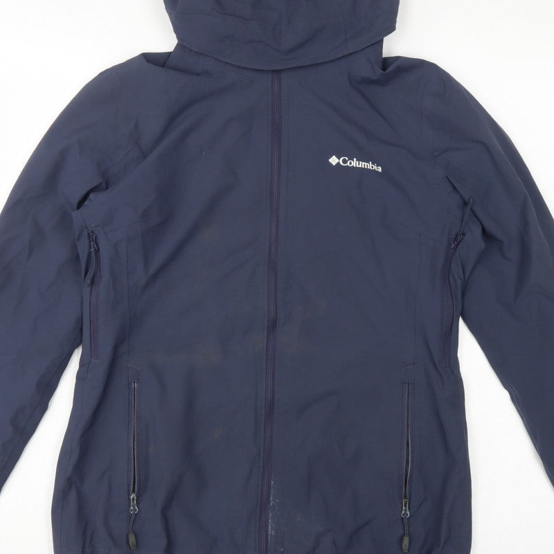Columbia Women Blue M Omni-Tech Hooded Waterproof Rain Jacket