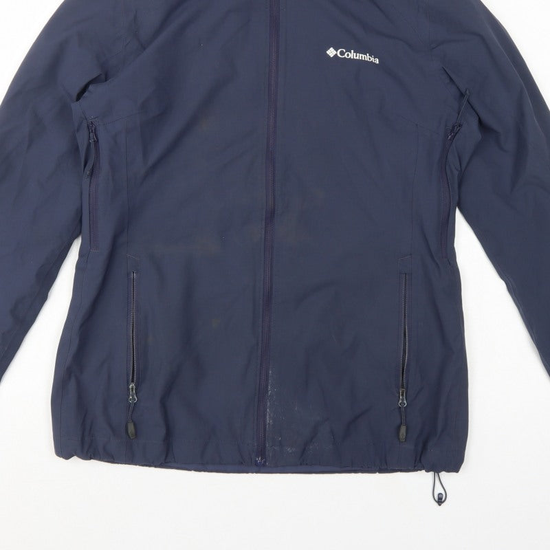 Columbia Women Blue M Omni-Tech Hooded Waterproof Rain Jacket