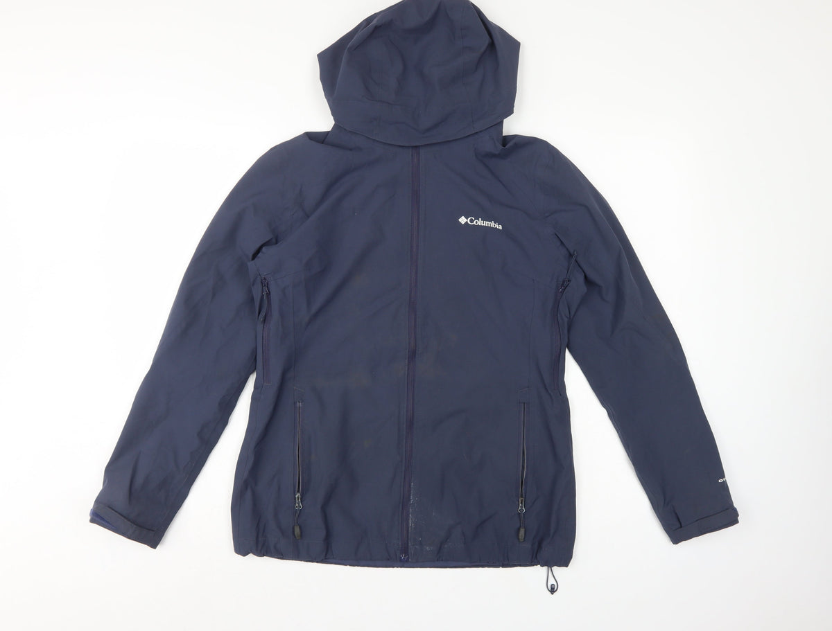Columbia Women Blue M Omni-Tech Hooded Waterproof Rain Jacket