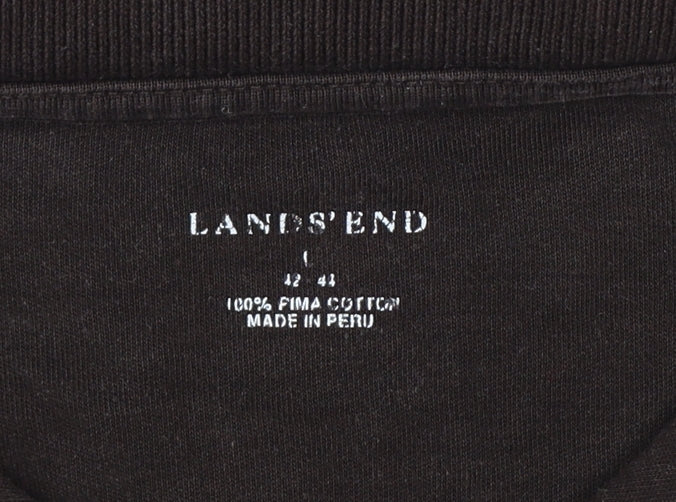 Lands' End Men's Brown XL Long Sleeve Pima Cotton Polo Shirt