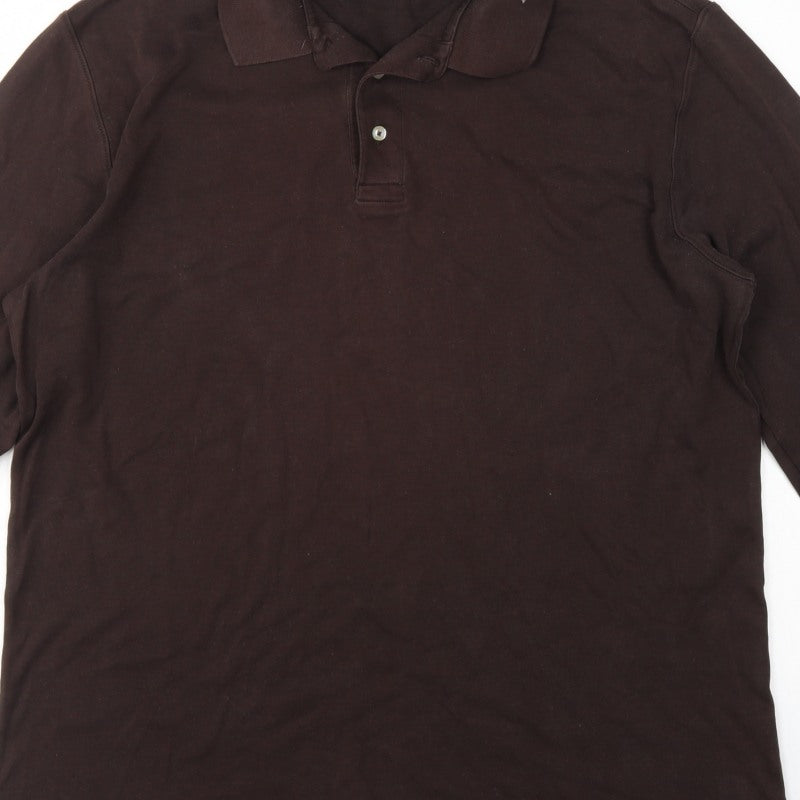 Lands' End Men's Brown XL Long Sleeve Pima Cotton Polo Shirt
