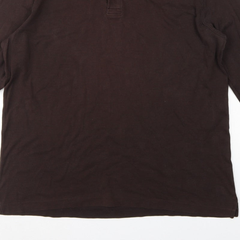Lands' End Men's Brown XL Long Sleeve Pima Cotton Polo Shirt