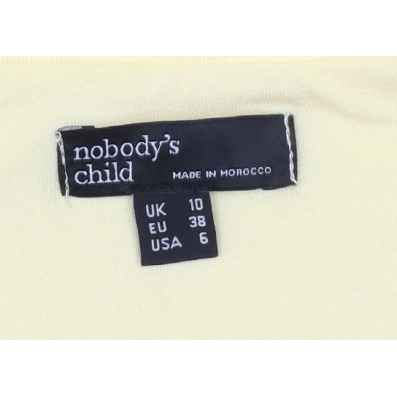 Nobody's Child Women Yellow UK 10 Ruched Long Sleeve Stretch T-Shirt