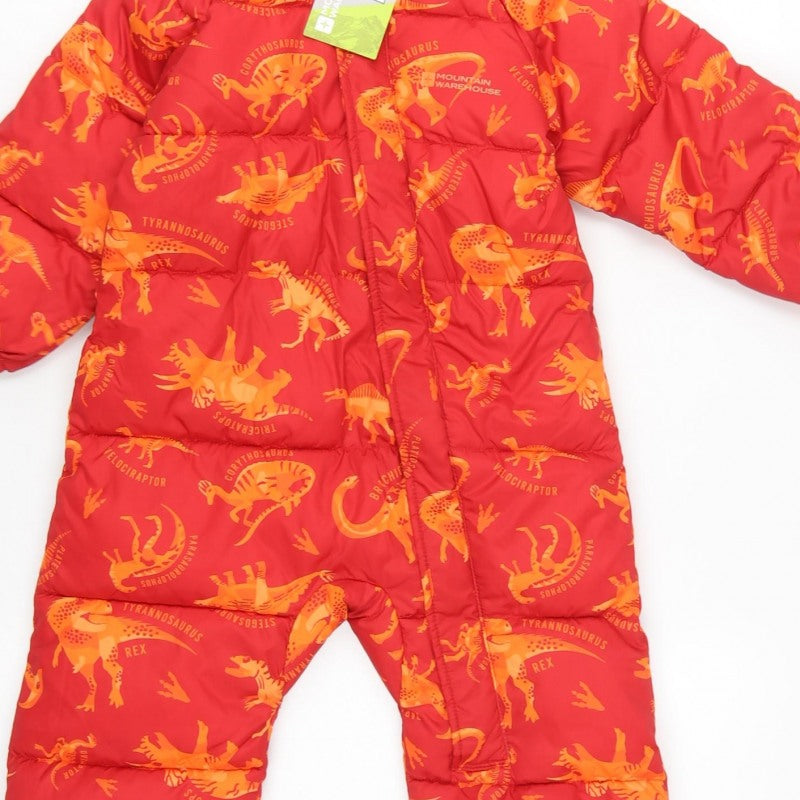 Mountain Warehouse Unisex Baby Red 18-24 Months Dinosaur Padded Snowsuit