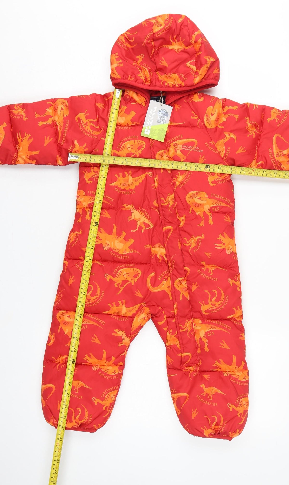 Mountain Warehouse Unisex Baby Red 18-24 Months Dinosaur Padded Snowsuit