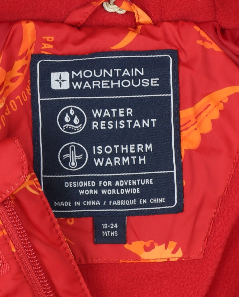 Mountain Warehouse Unisex Baby Red 18-24 Months Dinosaur Padded Snowsuit