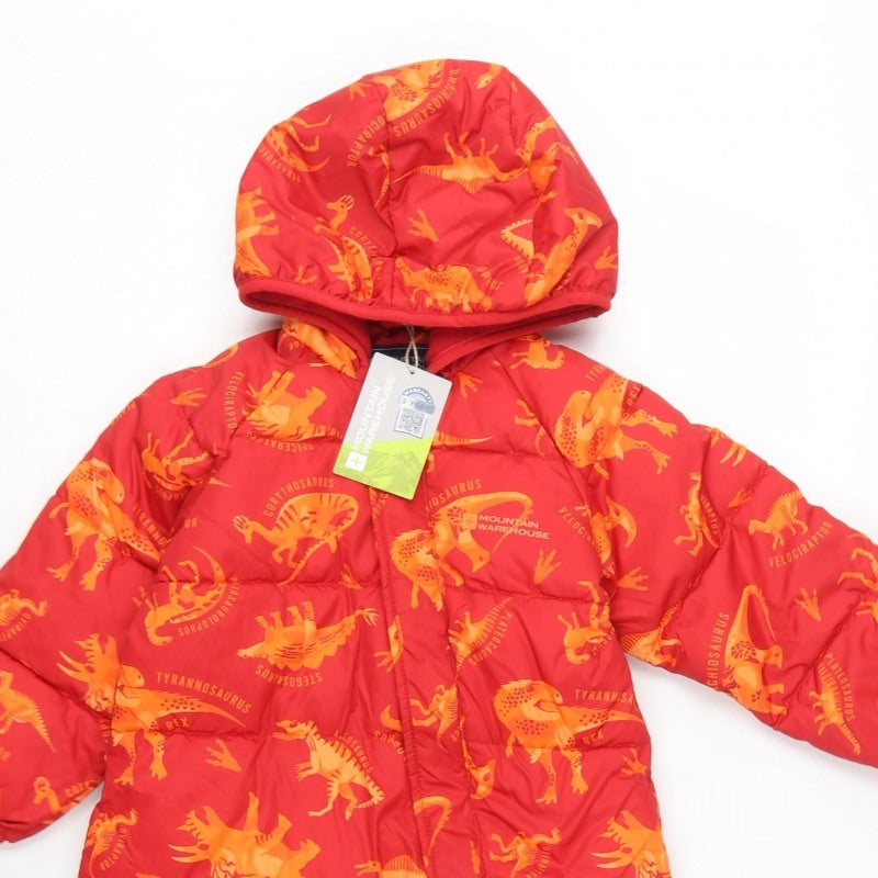 Mountain Warehouse Unisex Baby Red 18-24 Months Dinosaur Padded Snowsuit