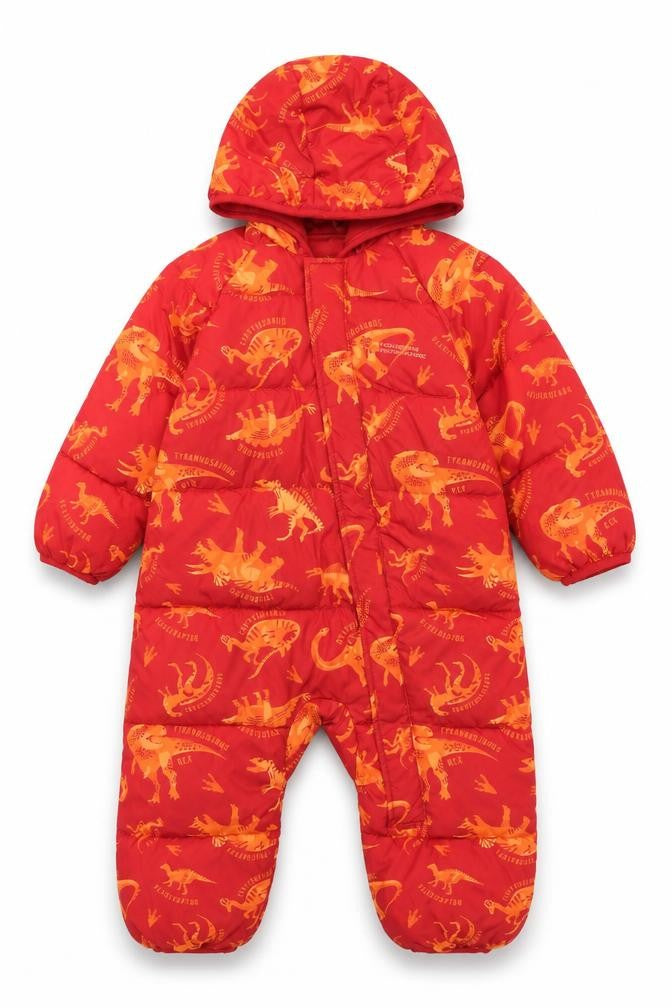 Mountain Warehouse Unisex Baby Red 18-24 Months Dinosaur Padded Snowsuit