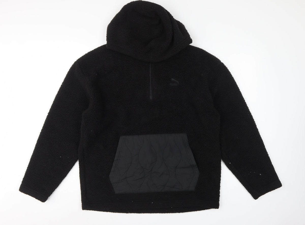 Puma Men’s Black M Sherpa Fleece 1/4 Zip Pullover Hoodie