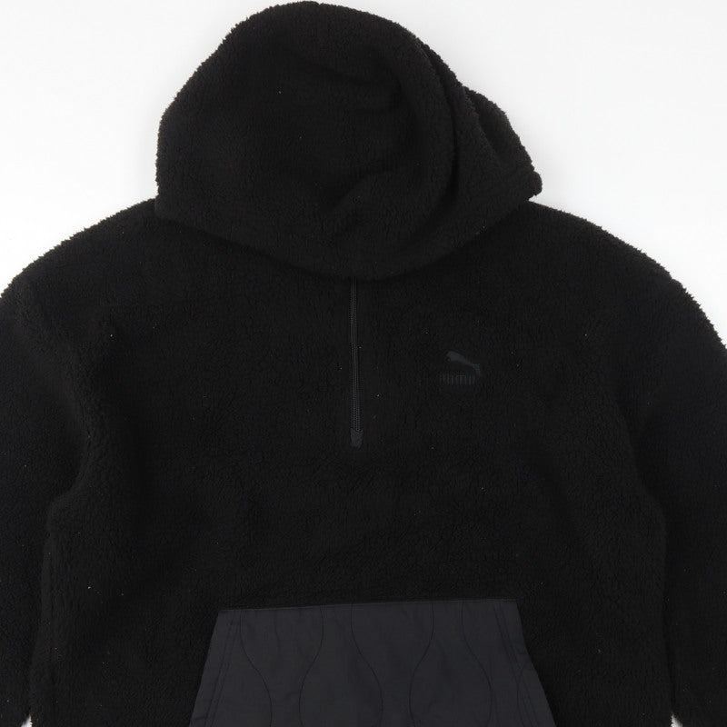 Puma Men’s Black M Sherpa Fleece 1/4 Zip Pullover Hoodie